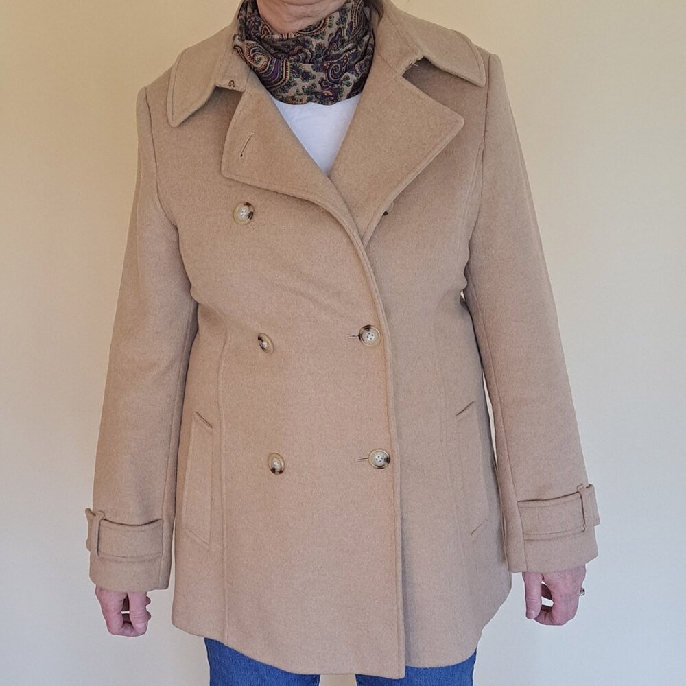 Lauren Ralph Lauren Wool Tan Double Breasted Peacoat